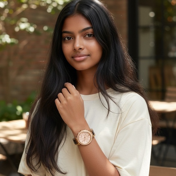 Michael Kors Gold and Tortoiseshell Parker Crystal-Accent Chronograph Watch - Picture 2 of 2